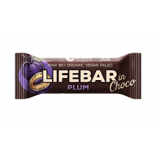 Lifebar batonėlis su slyvomis, aplietas šokoladu, ekologiškas (40g)